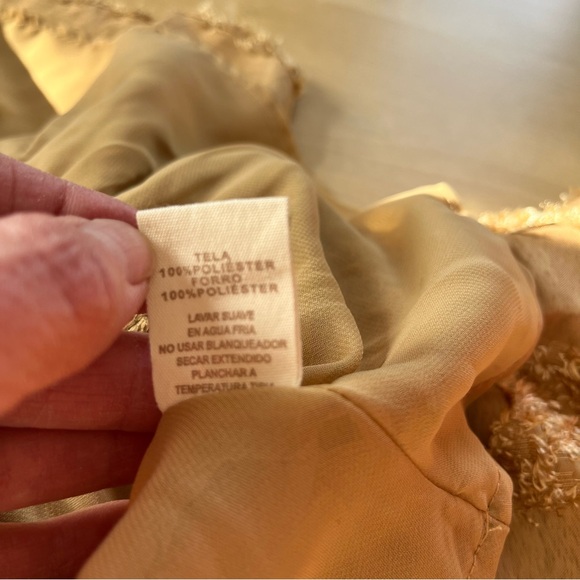 Mystree Beige Textured Surplice Peplum Blouse - Picture 10 of 10